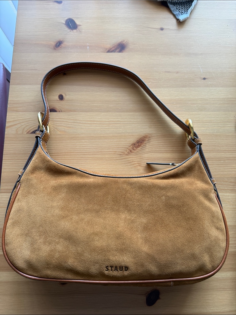 STAUD Pine Shoulder Bag, Tan Suede - Picture 4 of 10